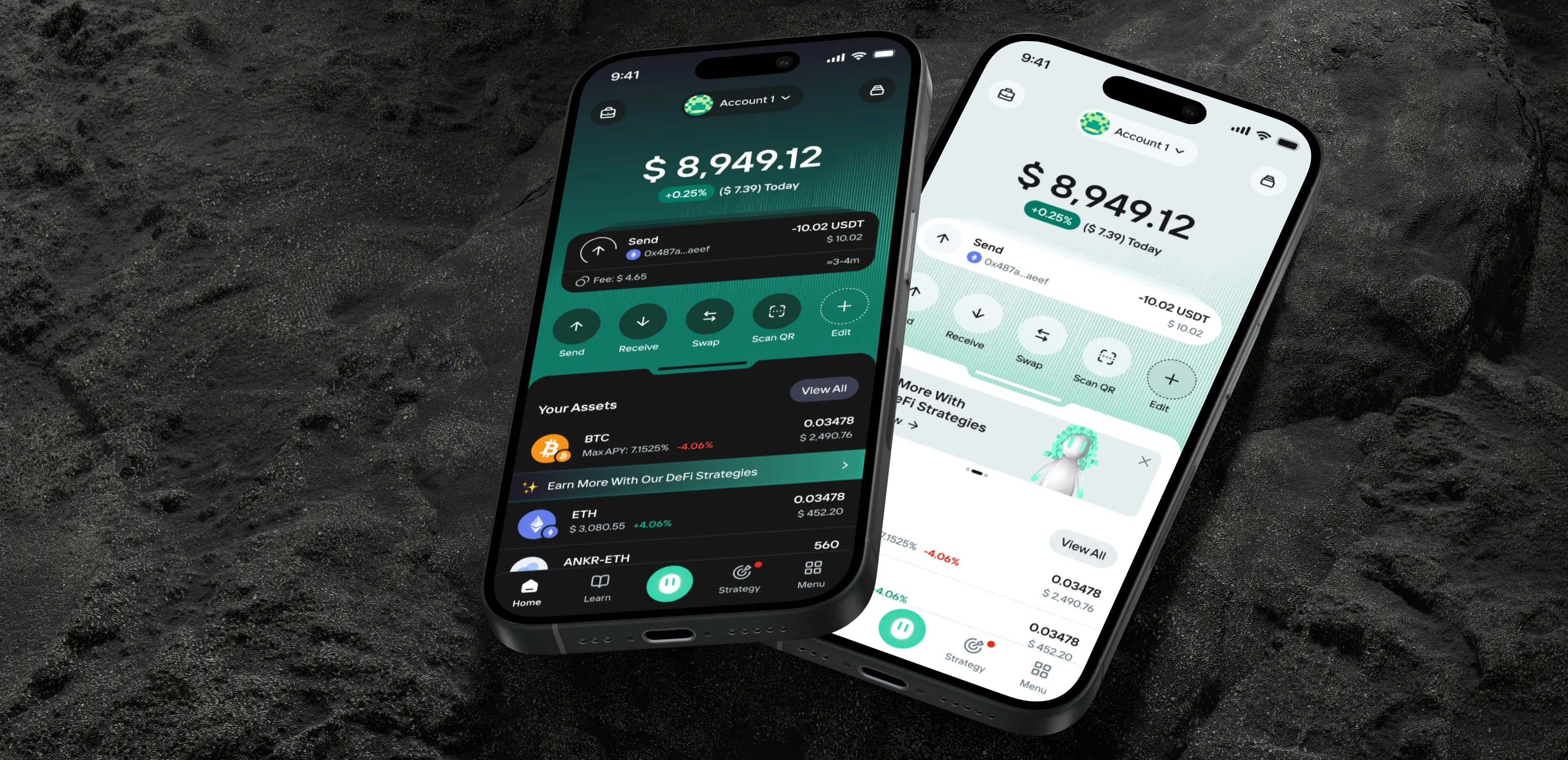 Asset detail pages with market data and insights