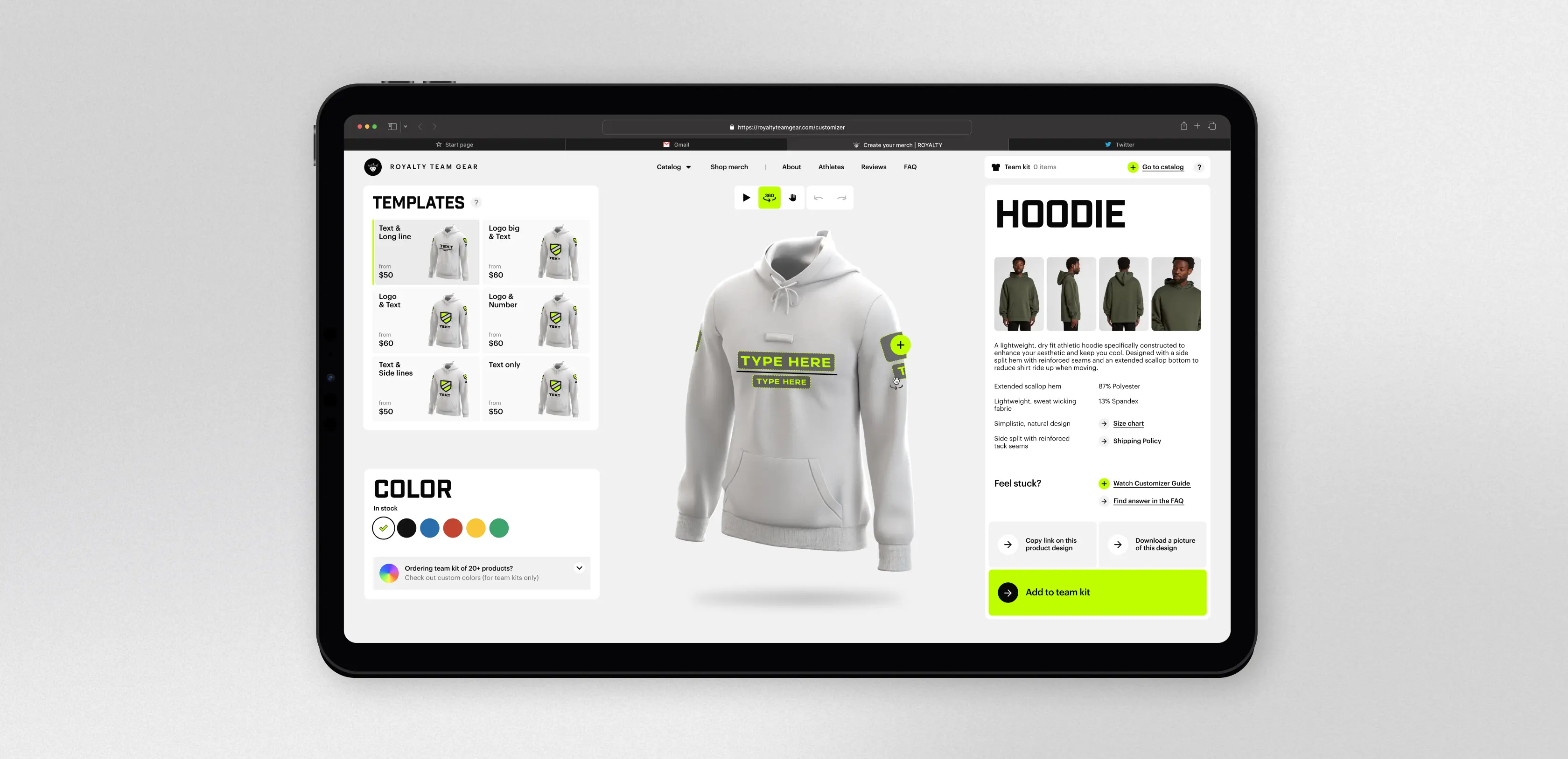 Streamlined roster kit ordering workflow
